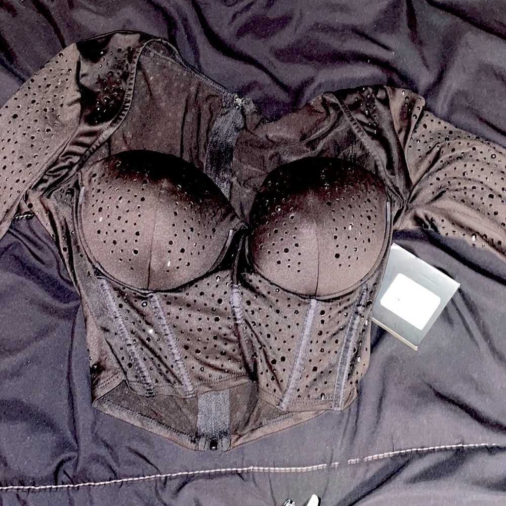 Black corset Top with rhinestones